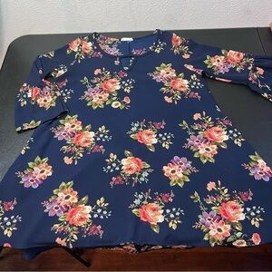 FLAMINGO Urban Navy Blue Floral Long Sleeve